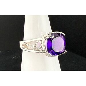 Sterling Silver HOU Ring Signed Purple‎ Size 7
